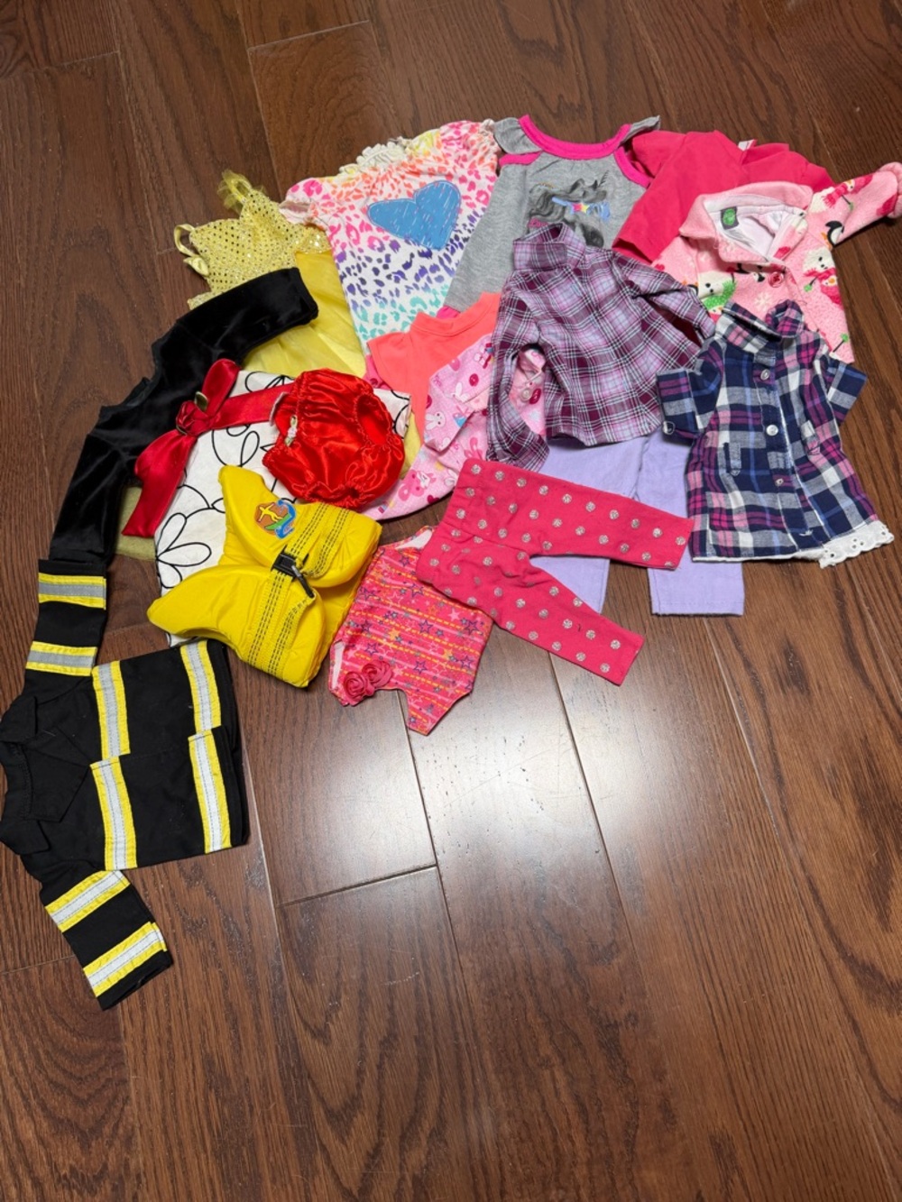 Doll clothes Lot - Bright Pink, Yellow, Purple Pieces